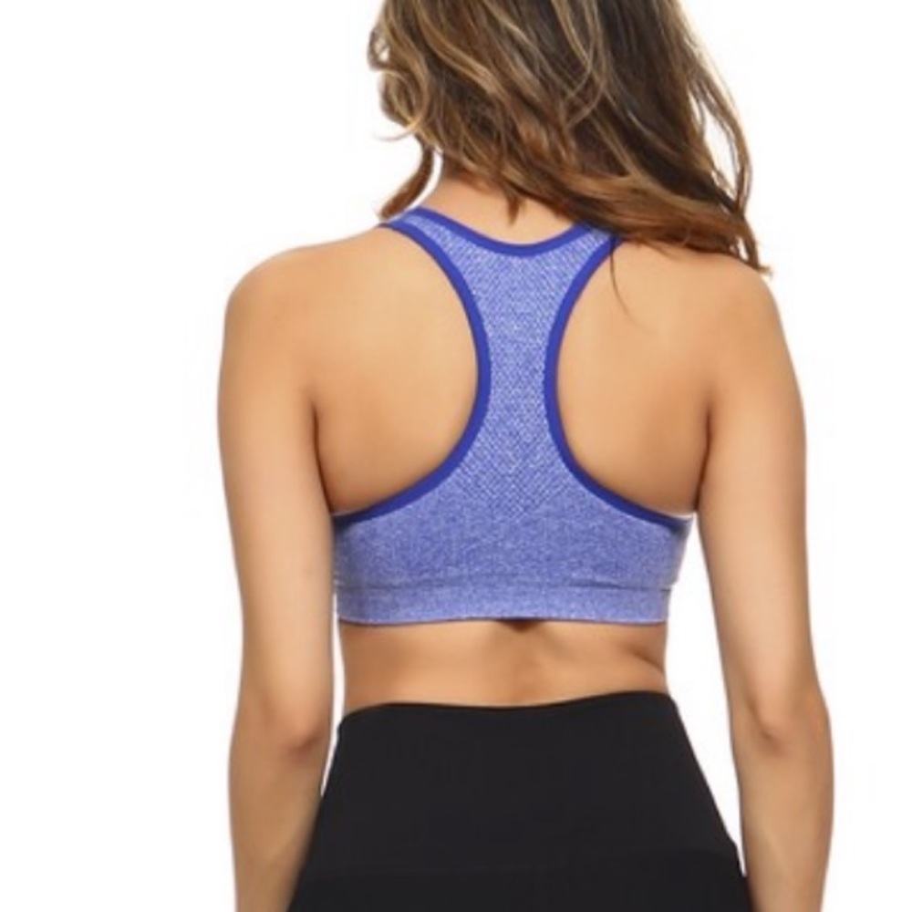 Blue scoopneck sports bra - Picture 2 of 3